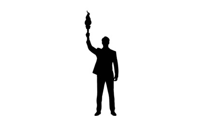 Silhouette of a person holding a torch © Deloar