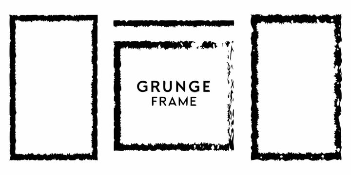 Simple black and white grunge frames arranged on a plain white background
