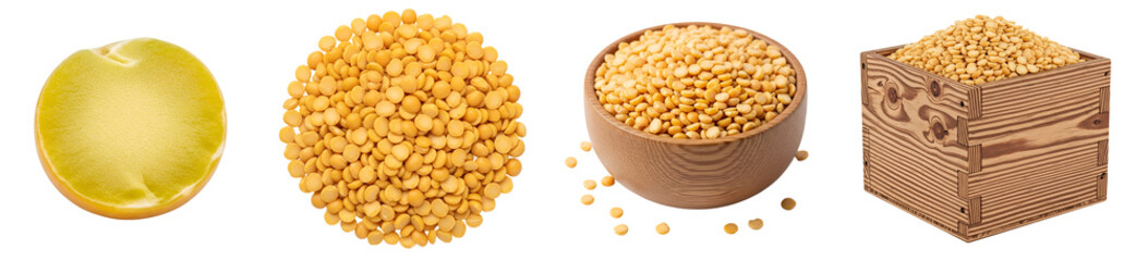 Fototapeta premium Various forms of mustard seeds in containers on transparent background