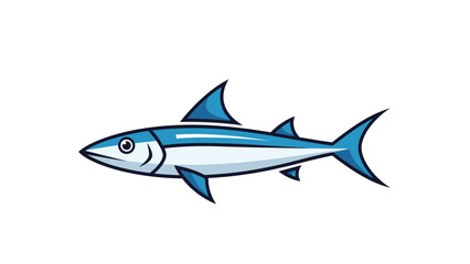 Fototapeta premium Blue and silver tuna fish is illustrated from the side, showcasing its streamlined body and fins for fast ocean swimming.