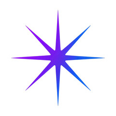 Eight-pointed gradient star vector icon.