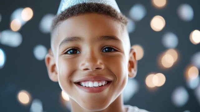 A Moment of Joy: A young boy, radiates pure happiness as he beams a radiant smile at the camera, a joyous celebration filled with the magic of the moment.