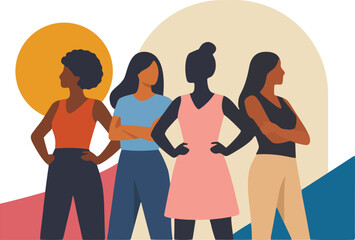 Fototapeta premium Empowered Women Group Bold Flat Illustration