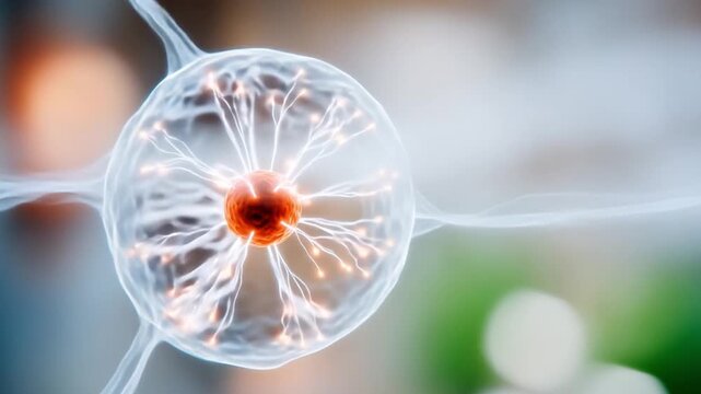 Neuronal Ignition: A detailed and dynamic illustration of a neuron firing, showcasing the intricate beauty of the brain's fundamental building blocks and its communication pathways.