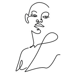 Beautiful black woman one line drawing. Beautiful black woman single line illustration. Beautiful black woman minimalist line art. Beautiful black woman vector art