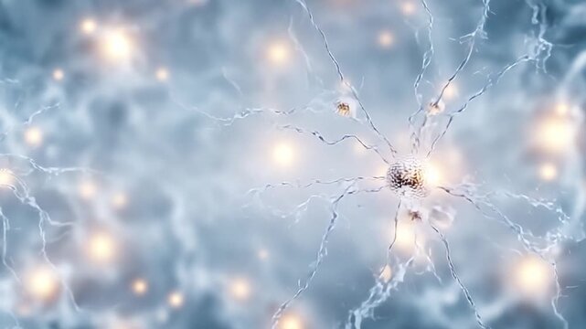 Brain Network's Spark: A mesmerizing microscopic view unveils the intricate neural network, with radiant nodes and connecting fibers illuminating the essence of thought.