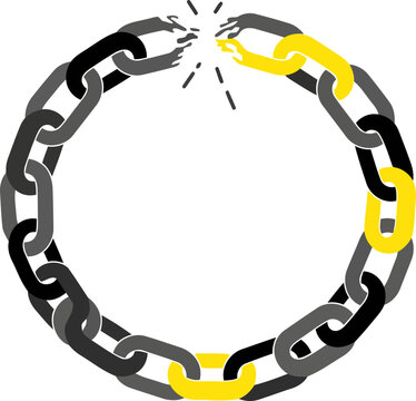Broken chain links forming a circle.