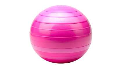 Obraz premium A vibrant, close-up shot of a bright pink, inflated sphere. Its surface features subtle horizontal ridges with slight gradient shadows