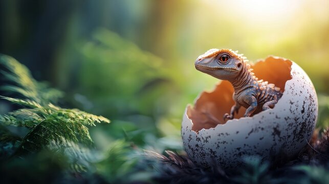 Dinosaur A baby dinosaur hatching from its egg.
