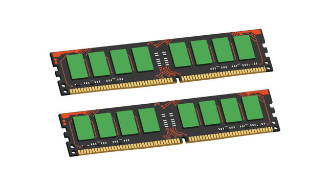 Two sticks of green computer ram modules are displayed to show essential hardware components for memory upgrades.