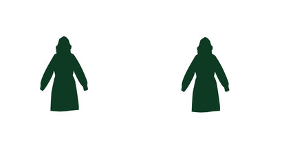 Warm hooded winter parka coat silhouette in dark green for seasonal fashion concepts © Hasan