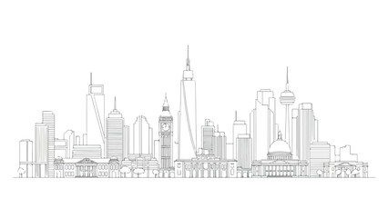 Obraz premium City skyline with skyscrapers and buildings in a metropolitan area urban landscape