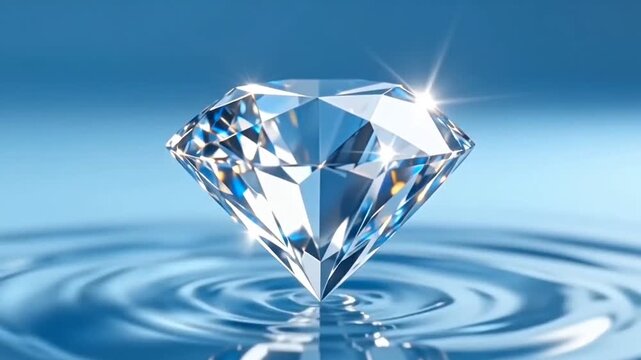 Surreal Water Droplet Transforming into Precious Diamond Gemstone