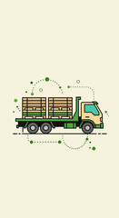 Fototapeta premium Eco-Friendly Logistics Flatbed Truck Delivering Cargo Sustainably