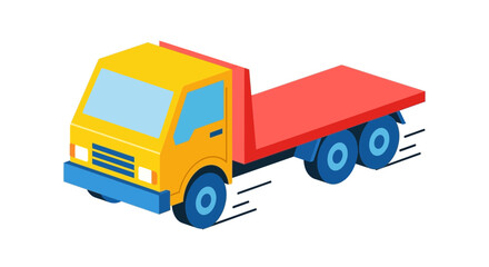 Energetic Flatbed Truck in Motion Delivering Goods