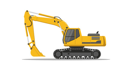 Excavator Construction Machine On White Background