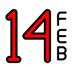 February 14 Vector Filled Icon Design