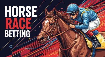 Jockey riding horse at high speed during thrilling horse race © Gimhana