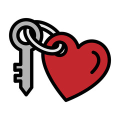 Heart Keychain Vector Filled Icon Design