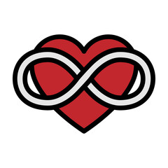 Infinity Heart Vector Filled Icon Design