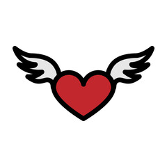 Love Wings Vector Filled Icon Design