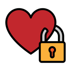 Heart Lock Vector Filled Icon Design