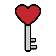 Heart Key Vector Filled Icon Design