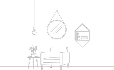 Fototapeta premium Cozy reading nook with minimalist decor