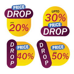 Set of colorful sale and discount labels featuring vector tags, price stickers, and retail promotion badges in red and various designs for business shop icons