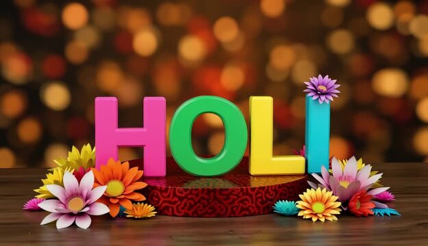 Happy Holi Text, Holi festival background banner poster for indian festival of color