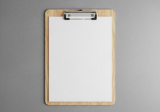 Blank Clipboard on Gray Background - Ready for Your Message.
