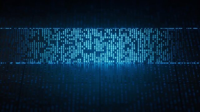 Abstract flowing data stream motion graphics across glowing digital landscape, creating a dynamic visual for technology concepts