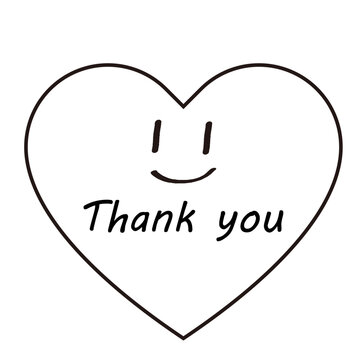 スマイル入り 手書き風Thank youのハート型サンキューシール