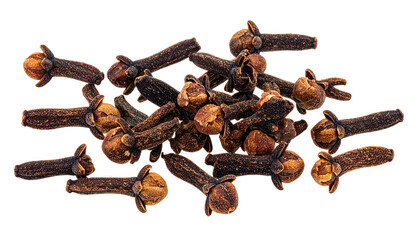 Obraz premium A close-up shot of a pile of dried, brown, aromatic spices with textured surfaces and intricate shapes against a stark black backdrop
