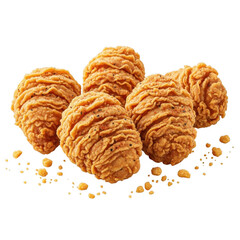Crispy fried chicken bites isolated on transparent background