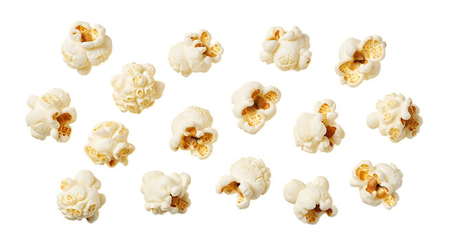 buttered popcorn pieces for snacking transparency for editing isolated on transparent background png
