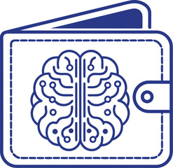 Modern wallet with brain icon symbolizing financial intelligence