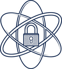 Secure data protection with locked padlock in modern atomic design