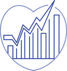 Growing heart graph showing positive trend and success