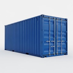 Blue Shipping Container Isolated on White Background for Logistics.