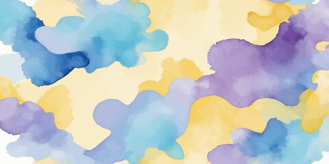 Obraz premium Abstract watercolor blue sky background with vintage nature clouds and paint texture on paper featuring an artistic earth map illustration design