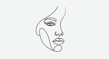 Minimalist Line Art Drawing of a Womans Face.