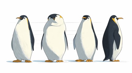 Fototapeta premium Group of Penguins Standing Side by Side