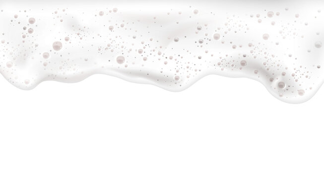 Abstract liquid soap bubbles on white background.
