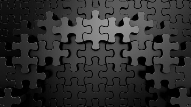 Puzzles Form a Wave. Abstract motion, two color, 3d rendering, 4k resolution

