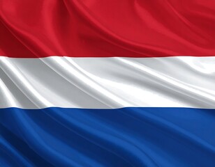 Obraz premium A red, white, and blue horizontal tricolor flag with wavy fabric texture