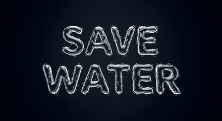 Obraz premium Glowing 'Save Water' text in bold white chalk style on a dark background with dramatic contrast