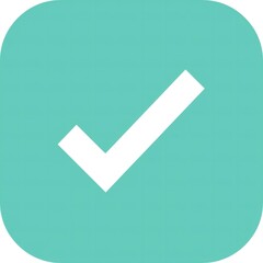 A simple white checkmark on a teal background