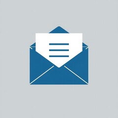 A blue envelope with a white letter inside on a gray background