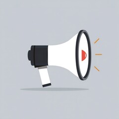 A graphic illustration of a megaphone with a play button on it, used for communication and announcement.